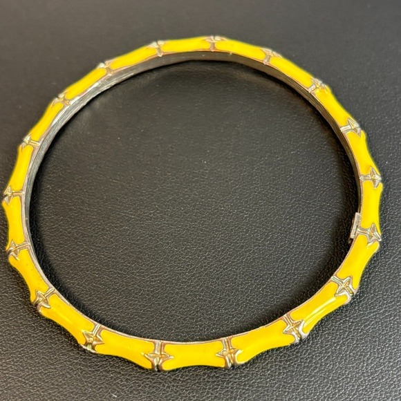KJL Kenneth Jay Lane Bangle Vintage Yellow Elegant Bamboo Design - Picture 2 of 9